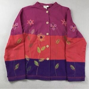 Cold Water Creek Colorful Floral Embroidered Jacket